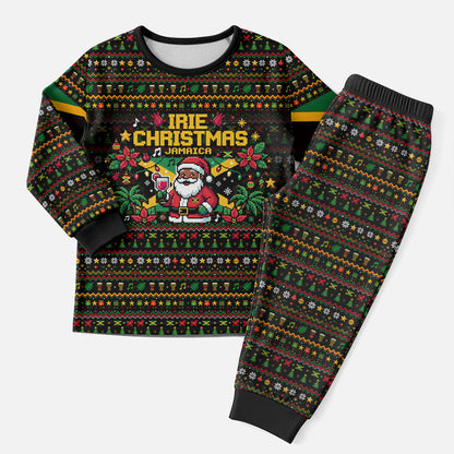 Jamaica Christmas Irie Christmas Pajama Set Jamaican Santa Flag Reggae Vibes