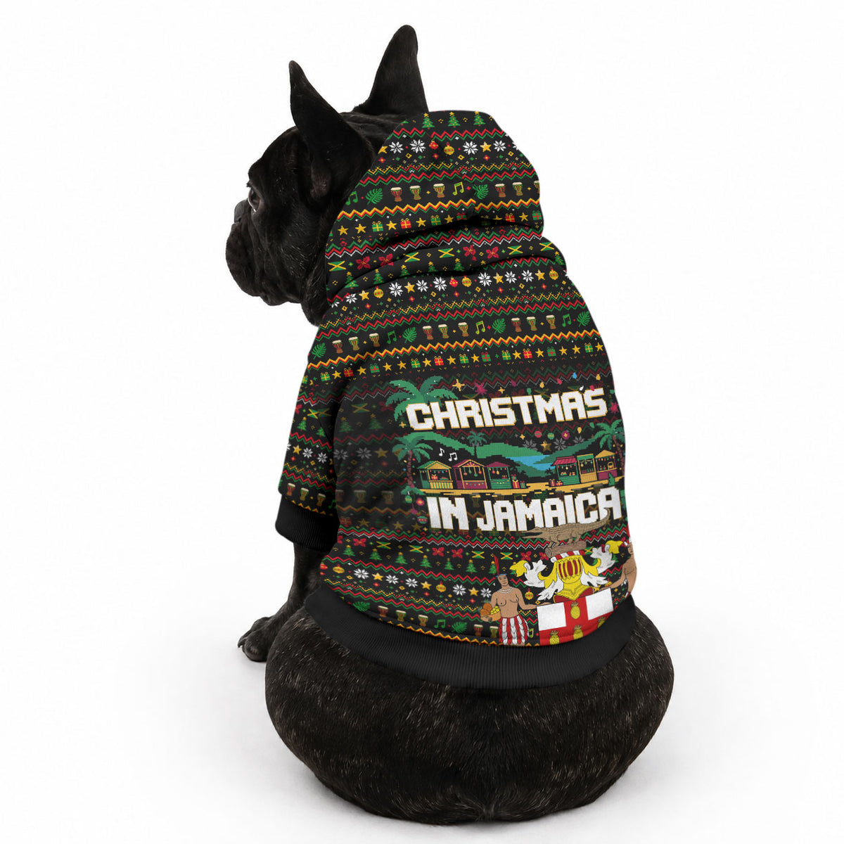 Jamaica Christmas Irie Pet Hoodie Jamaican Santa Flag Reggae Vibes