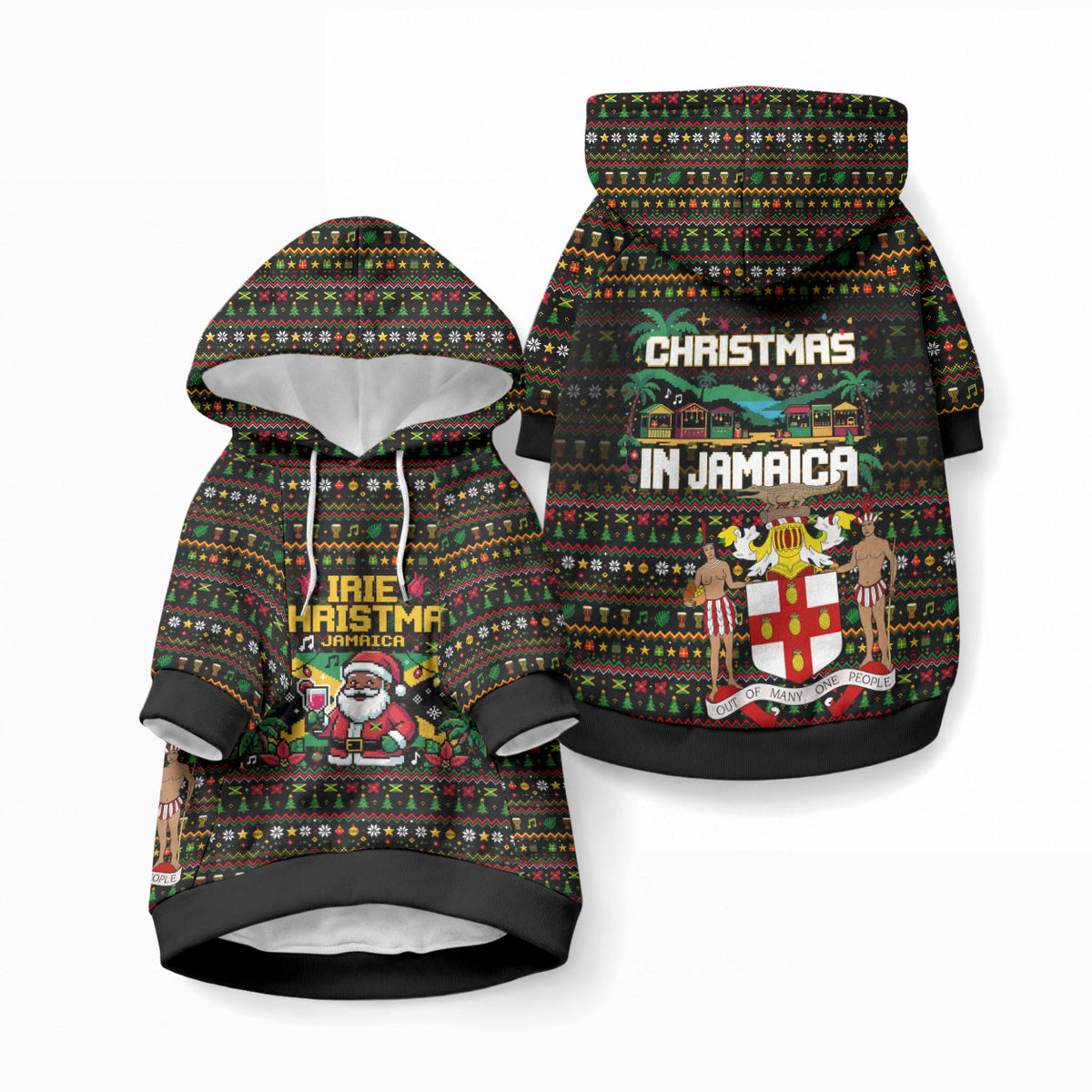 Jamaica Christmas Irie Pet Hoodie Jamaican Santa Flag Reggae Vibes