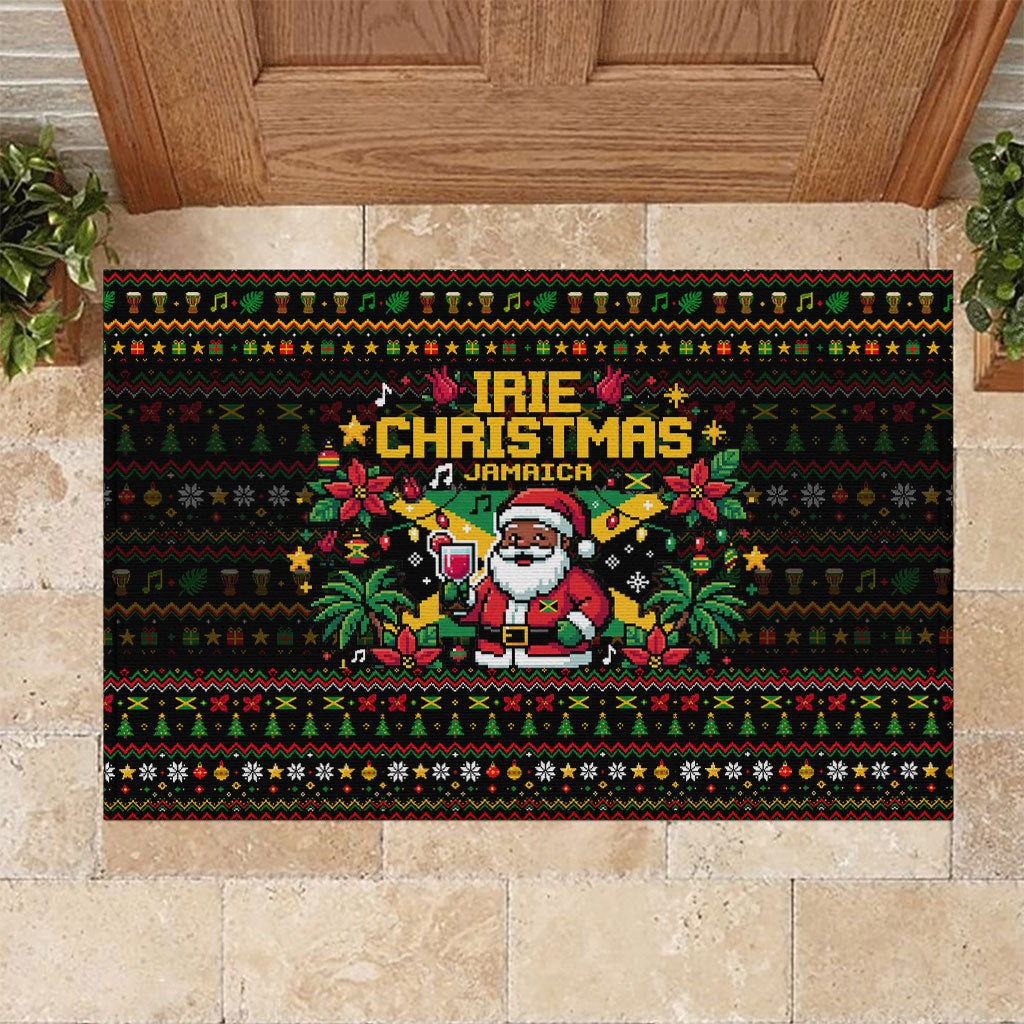Jamaica Christmas Irie Rubber Doormat Jamaican Santa Flag Reggae Vibes