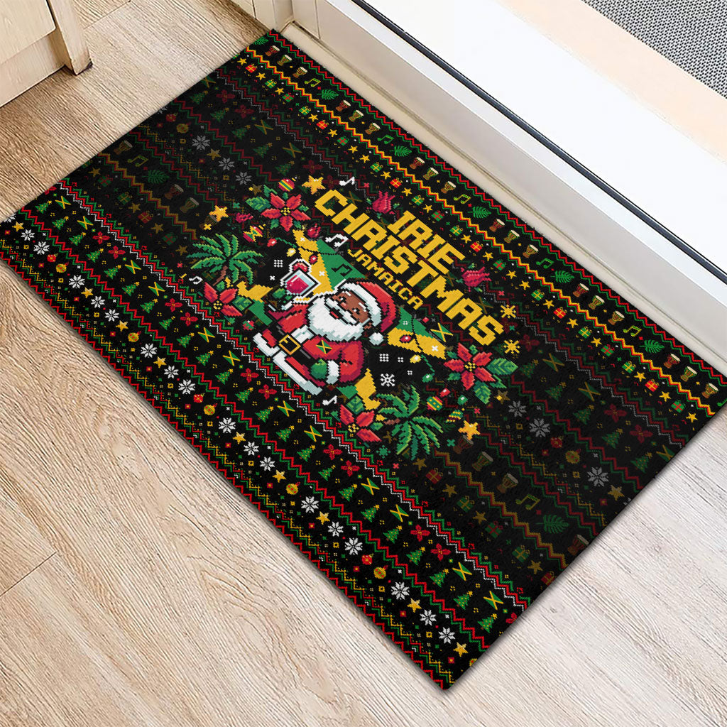 Jamaica Christmas Irie Rubber Doormat Jamaican Santa Flag Reggae Vibes