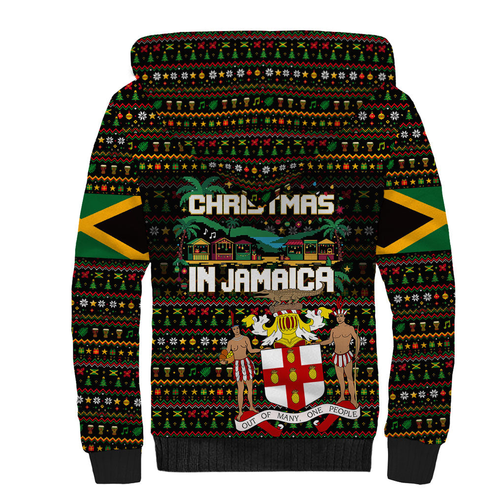 Jamaica Christmas Irie Sherpa Hoodie Jamaican Santa Flag Reggae Vibes