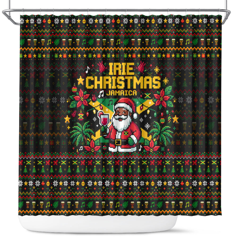 Jamaica Christmas Irie Shower Curtain Jamaican Santa Flag Reggae Vibes