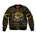 Jamaica Christmas Irie Sleeve Zip Bomber Jacket Jamaican Santa Flag Reggae Vibes