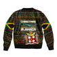 Jamaica Christmas Irie Sleeve Zip Bomber Jacket Jamaican Santa Flag Reggae Vibes