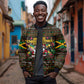 Jamaica Christmas Irie Sleeve Zip Bomber Jacket Jamaican Santa Flag Reggae Vibes