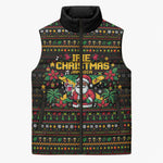 Jamaica Christmas Irie Sleeveless Puffer Jacket Jamaican Santa Flag Reggae Vibes