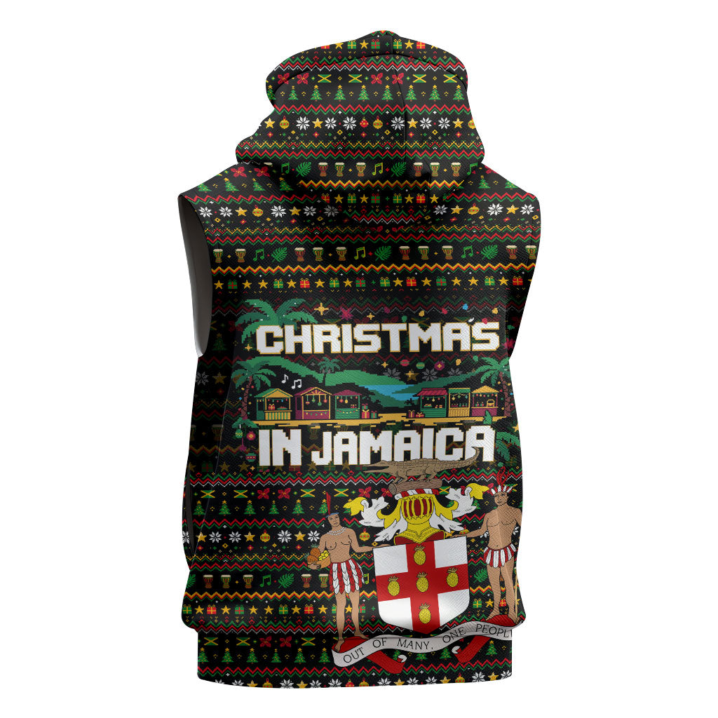 Jamaica Christmas Irie Sleeveless Zip Hoodie Jamaican Santa Flag Reggae Vibes