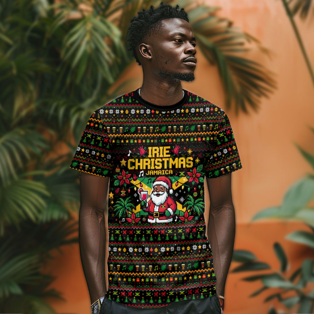 Jamaica Christmas Irie T shirt Jamaican Santa Flag Reggae Vibes