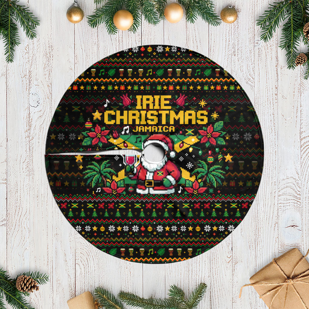Jamaica Christmas Irie Tree Skirt Jamaican Santa Flag Reggae Vibes