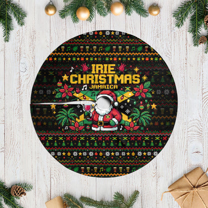 Jamaica Christmas Irie Tree Skirt Jamaican Santa Flag Reggae Vibes