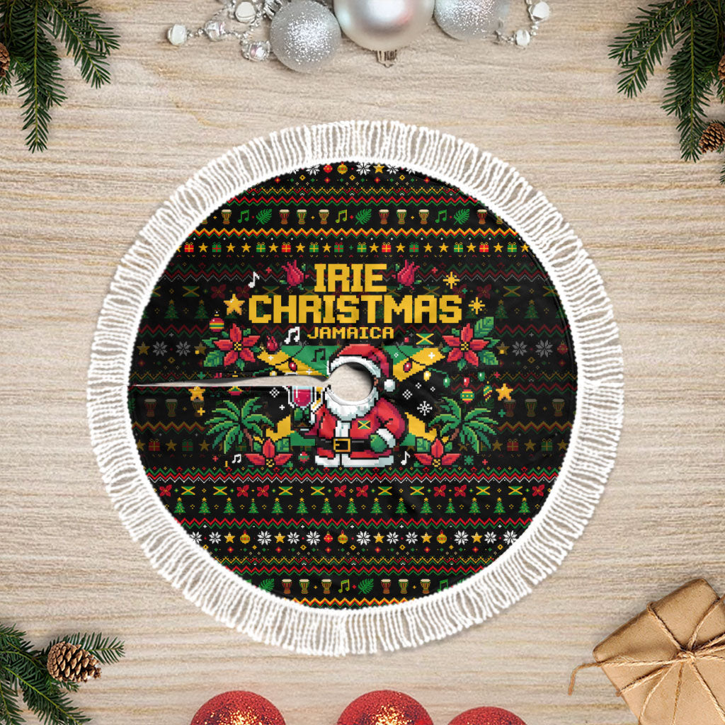 Jamaica Christmas Irie Tree Skirt Jamaican Santa Flag Reggae Vibes