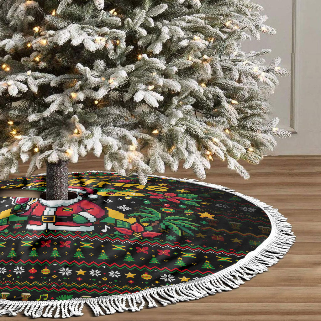 Jamaica Christmas Irie Tree Skirt Jamaican Santa Flag Reggae Vibes