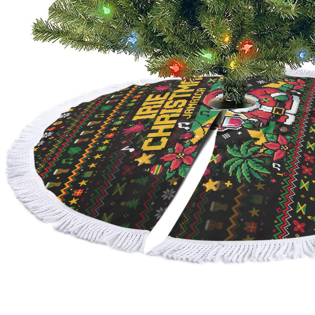 Jamaica Christmas Irie Tree Skirt Jamaican Santa Flag Reggae Vibes
