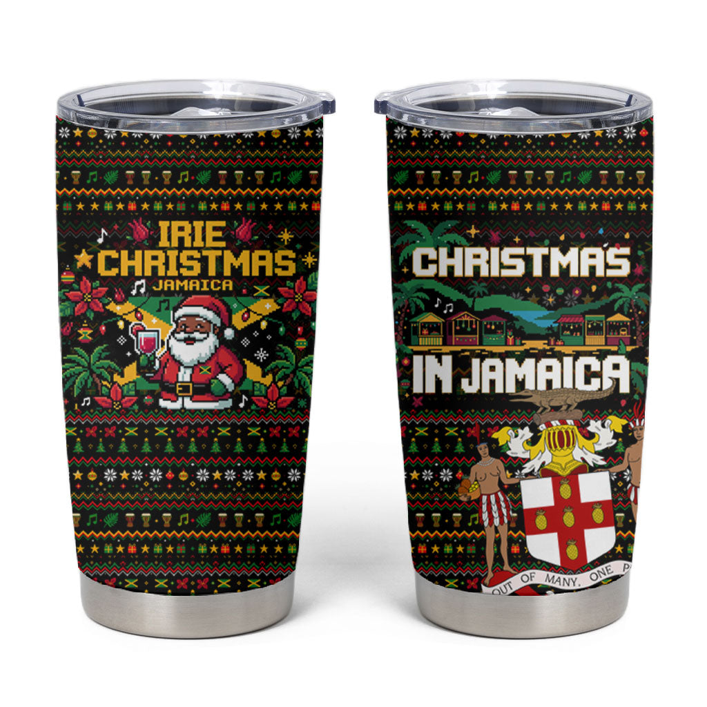 Jamaica Christmas Irie Tumbler Cup Jamaican Santa Flag Reggae Vibes