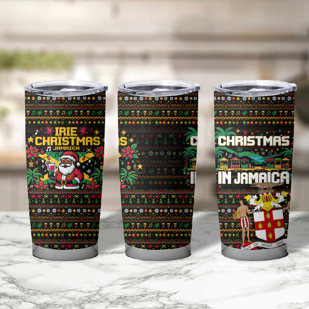 Jamaica Christmas Irie Tumbler Cup Jamaican Santa Flag Reggae Vibes