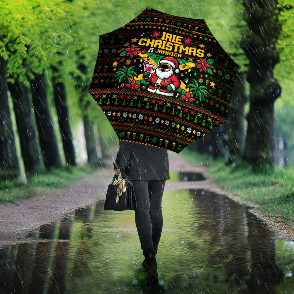 Jamaica Christmas Irie Umbrella Jamaican Santa Flag Reggae Vibes