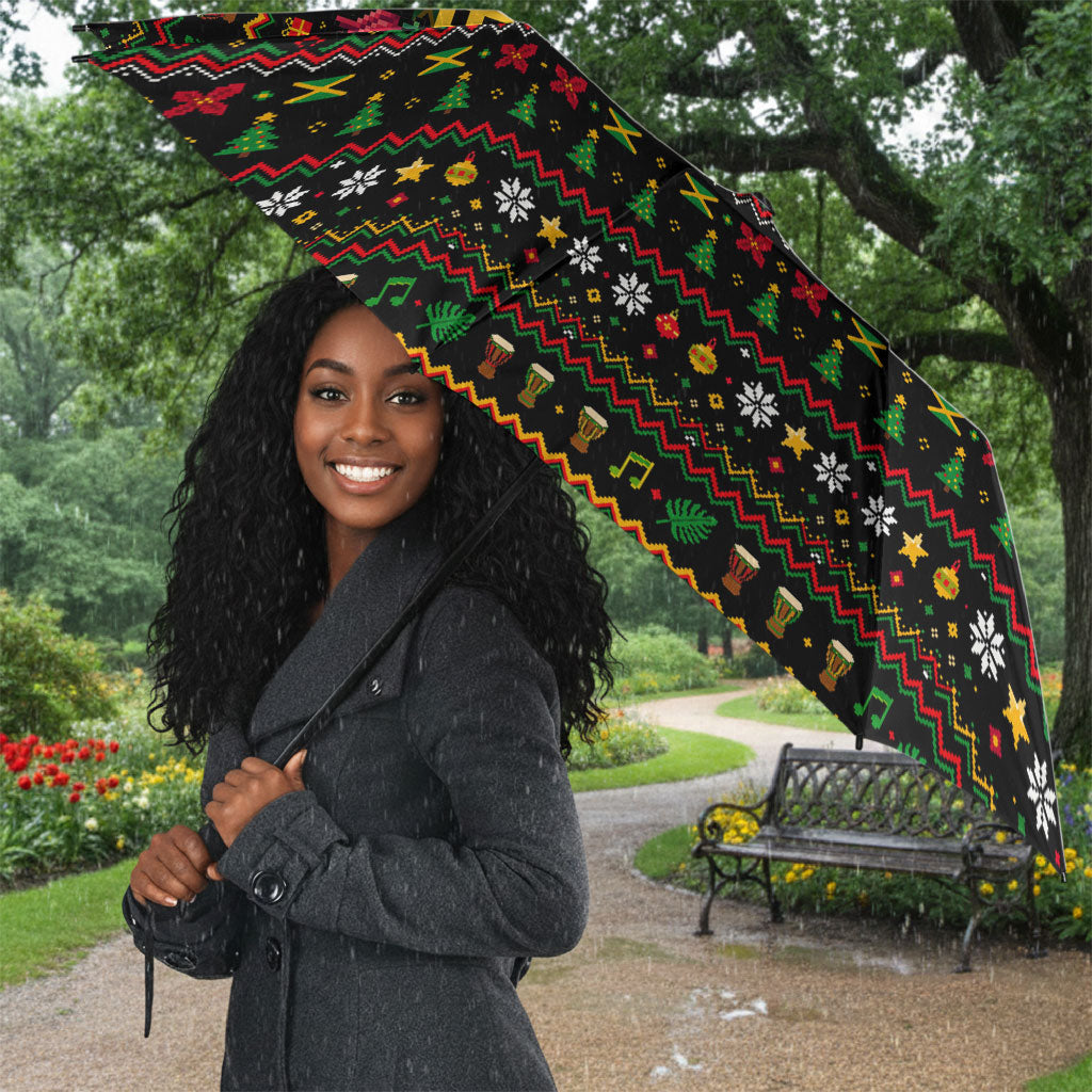 Jamaica Christmas Irie Umbrella Jamaican Santa Flag Reggae Vibes