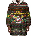 Jamaica Christmas Irie Wearable Blanket Hoodie Jamaican Santa Flag Reggae Vibes