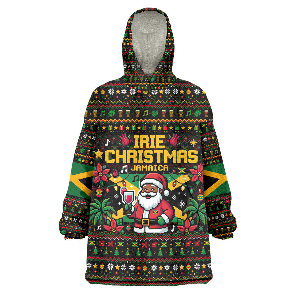 Jamaica Christmas Irie Wearable Blanket Hoodie Jamaican Santa Flag Reggae Vibes