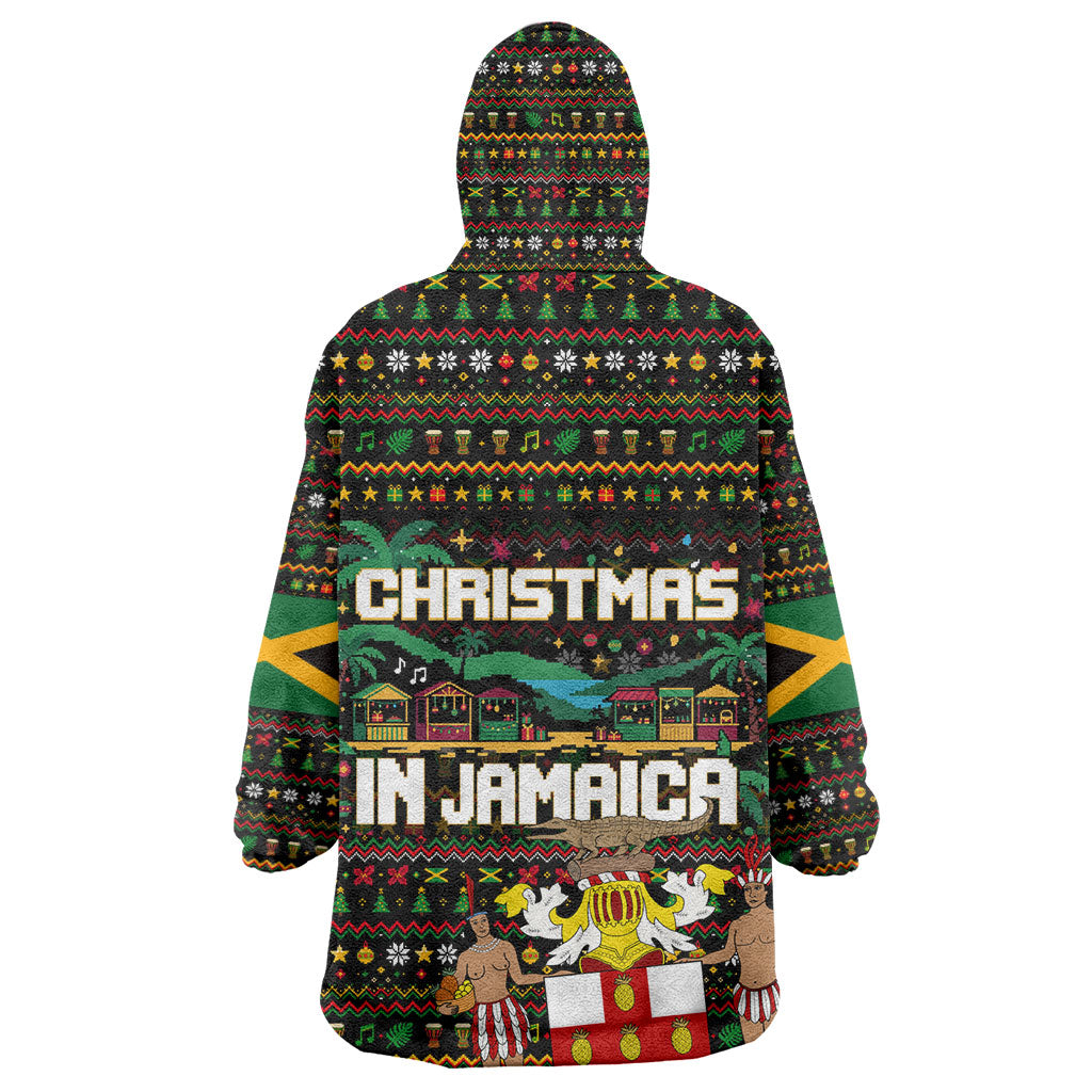 Jamaica Christmas Irie Wearable Blanket Hoodie Jamaican Santa Flag Reggae Vibes