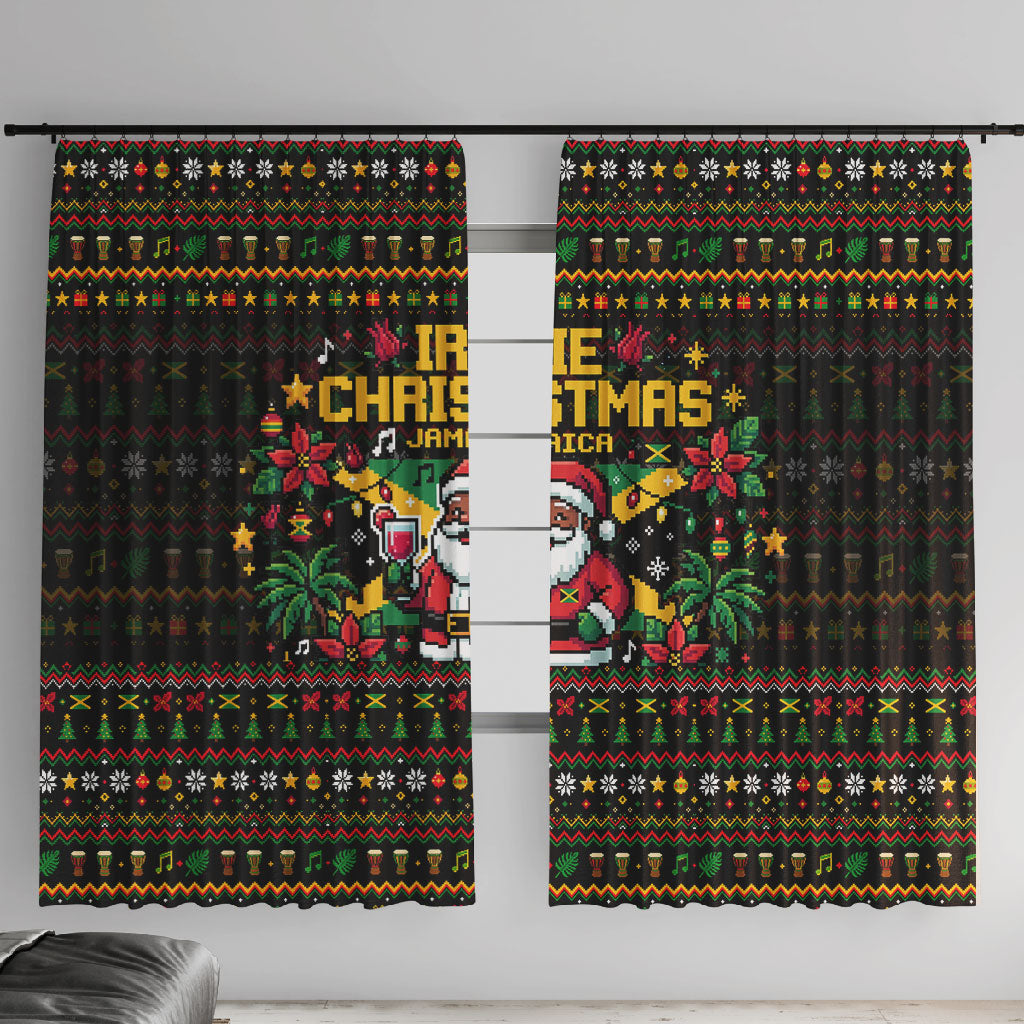 Jamaica Christmas Irie Window Curtain Jamaican Santa Flag Reggae Vibes