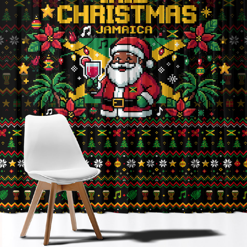 Jamaica Christmas Irie Window Curtain Jamaican Santa Flag Reggae Vibes