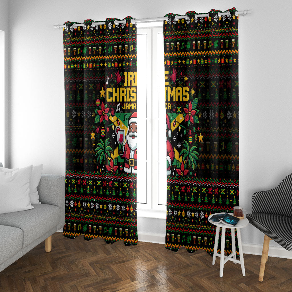 Jamaica Christmas Irie Window Curtain Jamaican Santa Flag Reggae Vibes