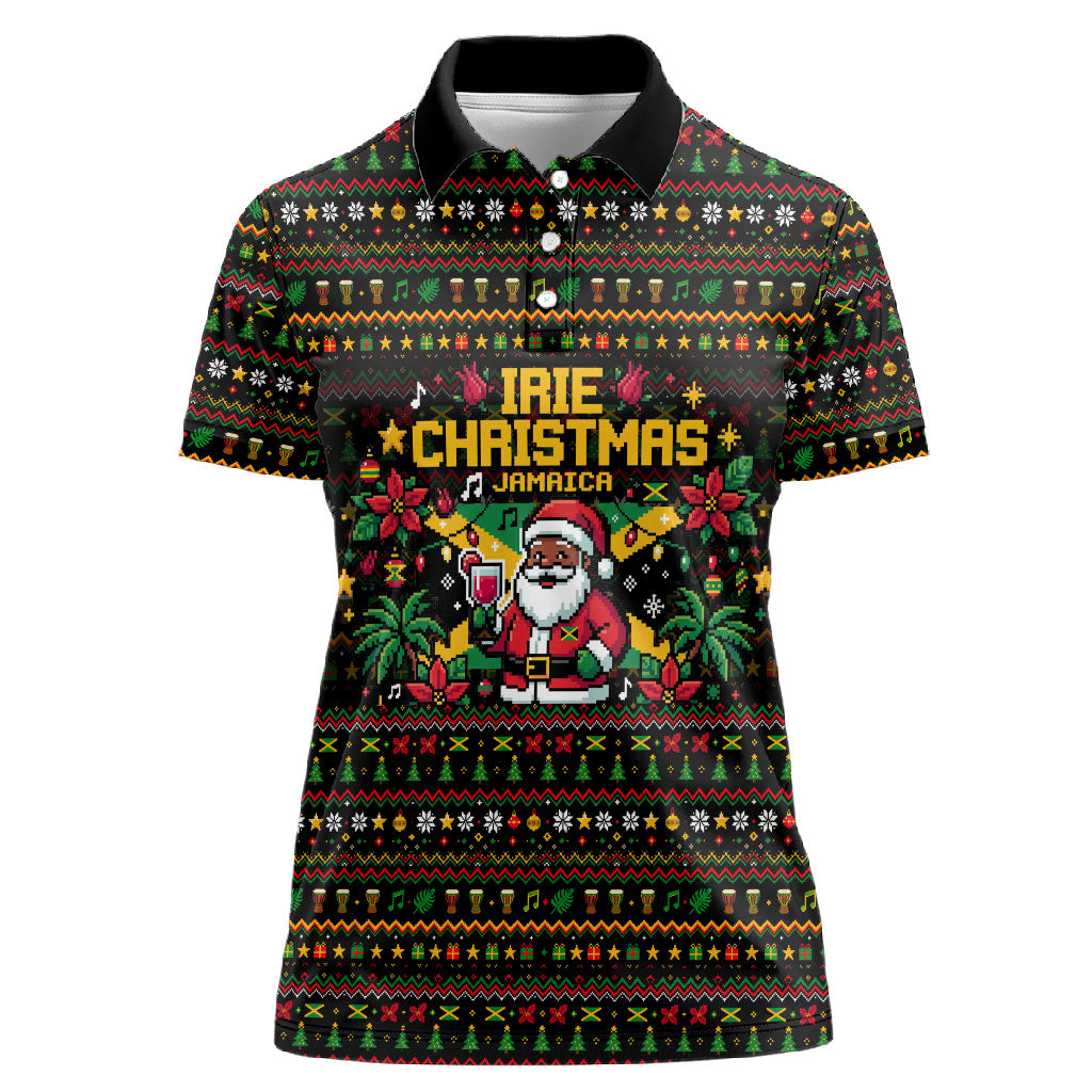 Jamaica Christmas Irie Women Polo Shirt Jamaican Santa Flag Reggae Vibes