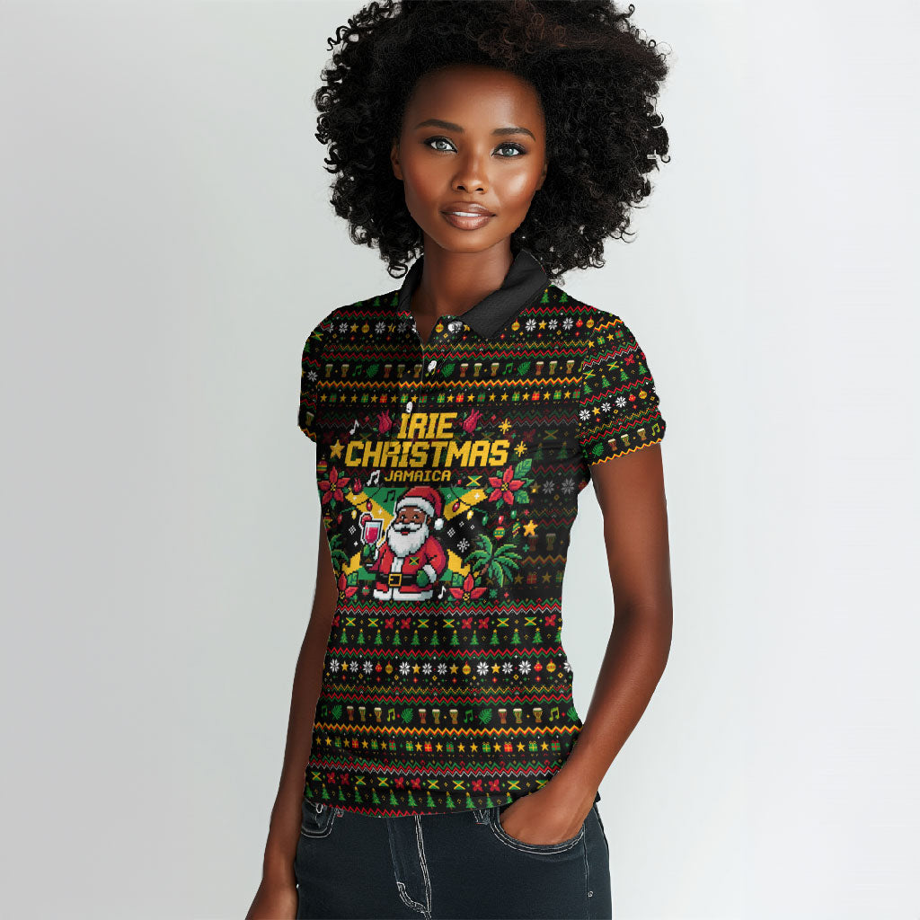 Jamaica Christmas Irie Women Polo Shirt Jamaican Santa Flag Reggae Vibes