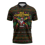 Jamaica Christmas Irie Zipper Polo Shirt Jamaican Santa Flag Reggae Vibes