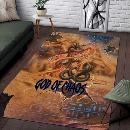 Seth Serpent Area Rug Sandstorm Egyptian Chaos God in Ancient Desert Tones