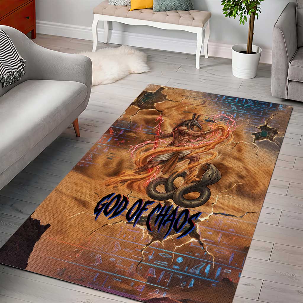 Seth Serpent Area Rug Sandstorm Egyptian Chaos God in Ancient Desert Tones