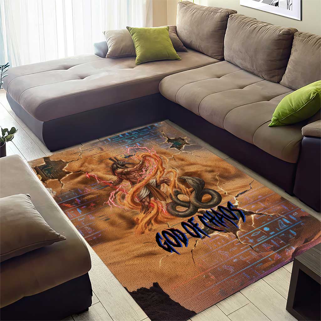 Seth Serpent Area Rug Sandstorm Egyptian Chaos God in Ancient Desert Tones