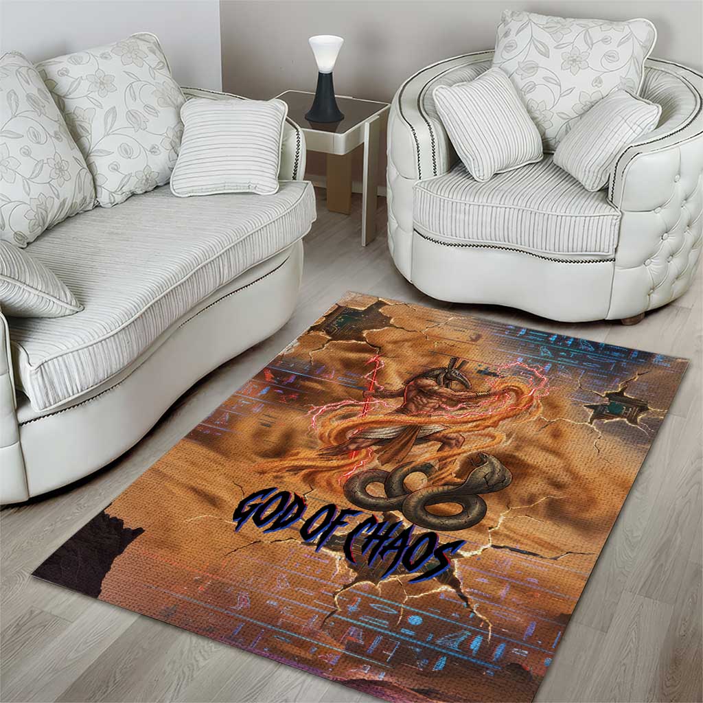 Seth Serpent Area Rug Sandstorm Egyptian Chaos God in Ancient Desert Tones
