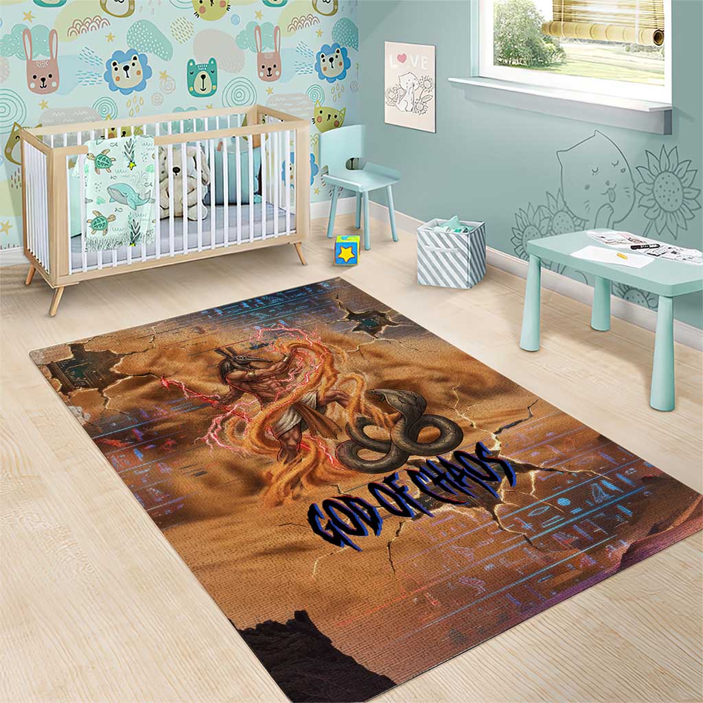 Seth Serpent Area Rug Sandstorm Egyptian Chaos God in Ancient Desert Tones