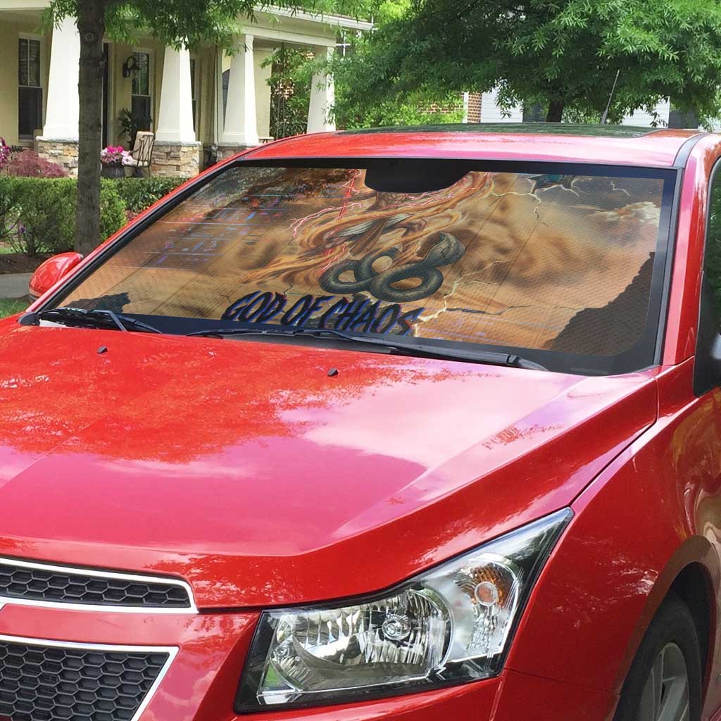 Seth Serpent Auto Sun Shade Sandstorm Egyptian Chaos God in Ancient Desert Tones