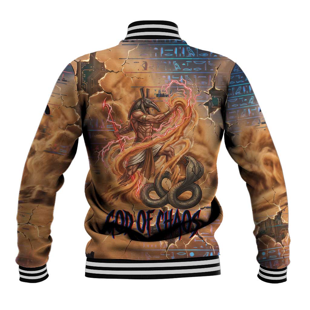 Seth Serpent Baseball Jacket Sandstorm Egyptian Chaos God in Ancient Desert Tones