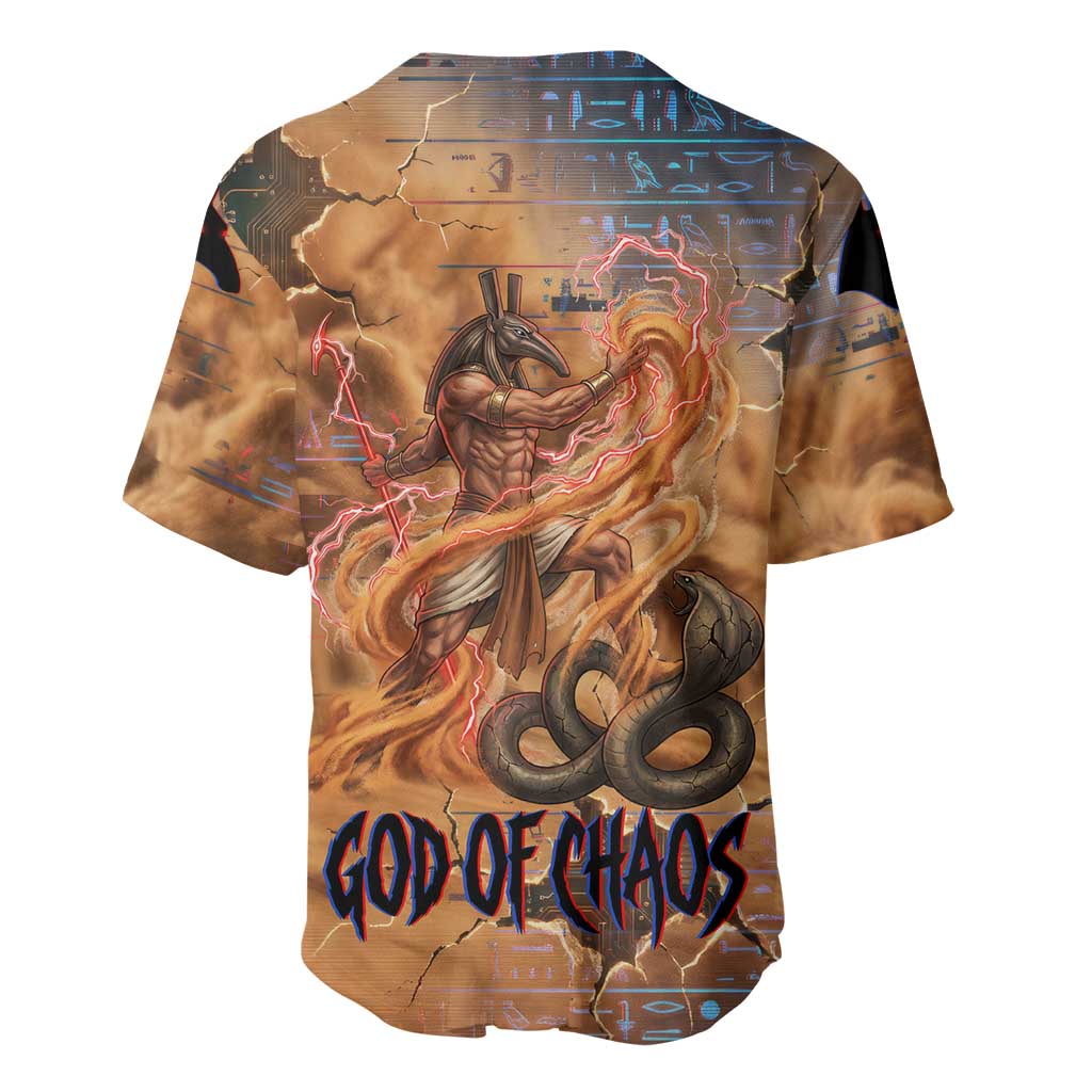 Seth Serpent Baseball Jersey Sandstorm Egyptian Chaos God in Ancient Desert Tones