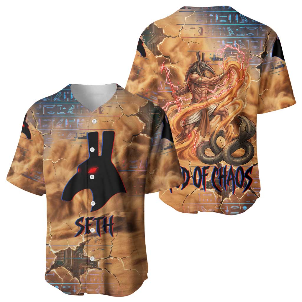 Seth Serpent Baseball Jersey Sandstorm Egyptian Chaos God in Ancient Desert Tones