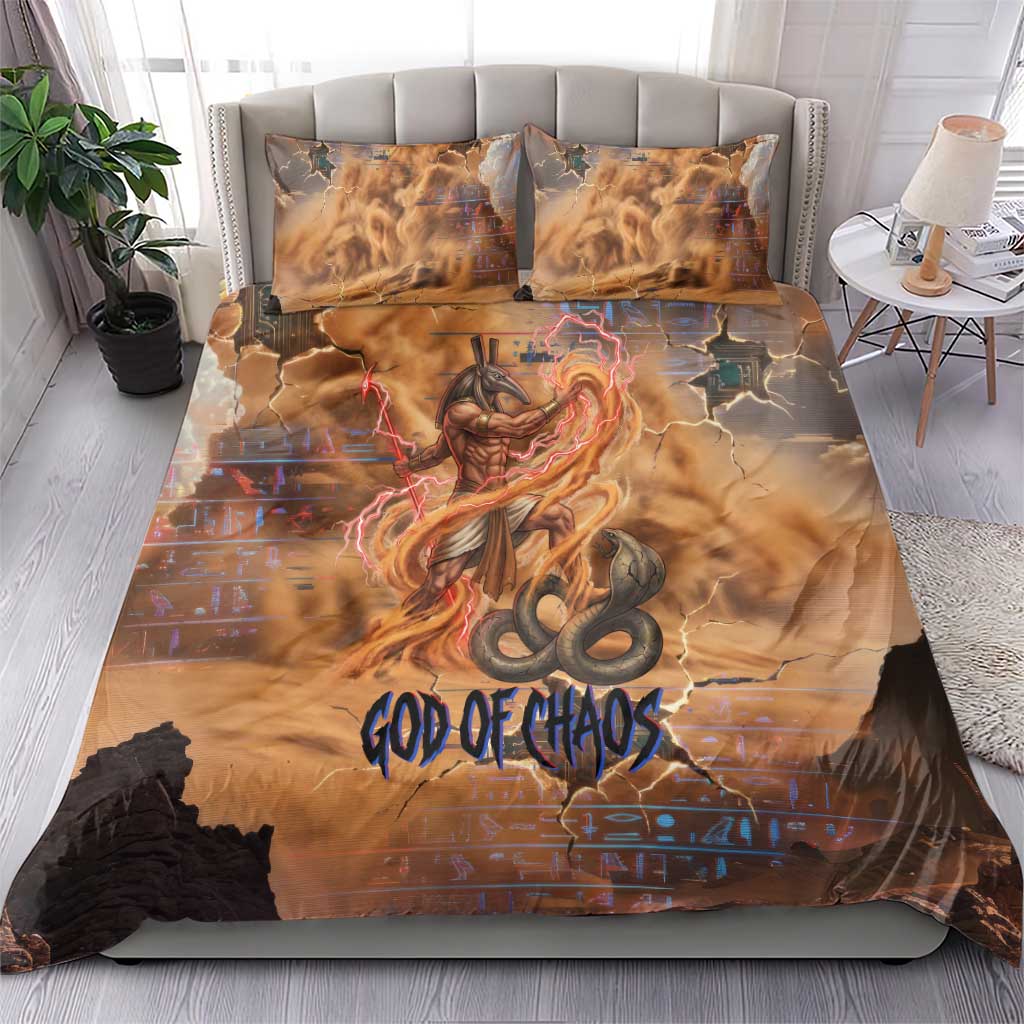 Seth Serpent Bedding Set Sandstorm Egyptian Chaos God in Ancient Desert Tones
