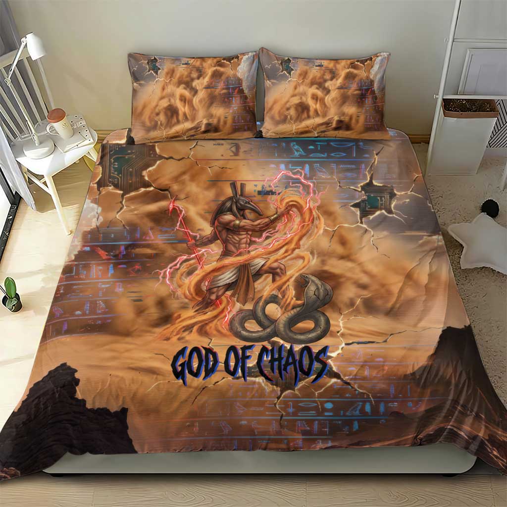 Seth Serpent Bedding Set Sandstorm Egyptian Chaos God in Ancient Desert Tones