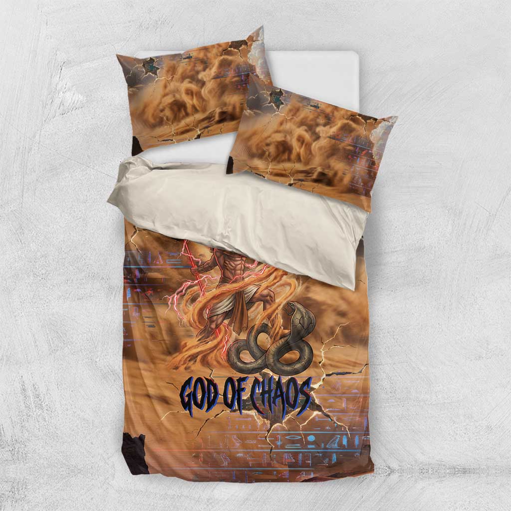 Seth Serpent Bedding Set Sandstorm Egyptian Chaos God in Ancient Desert Tones