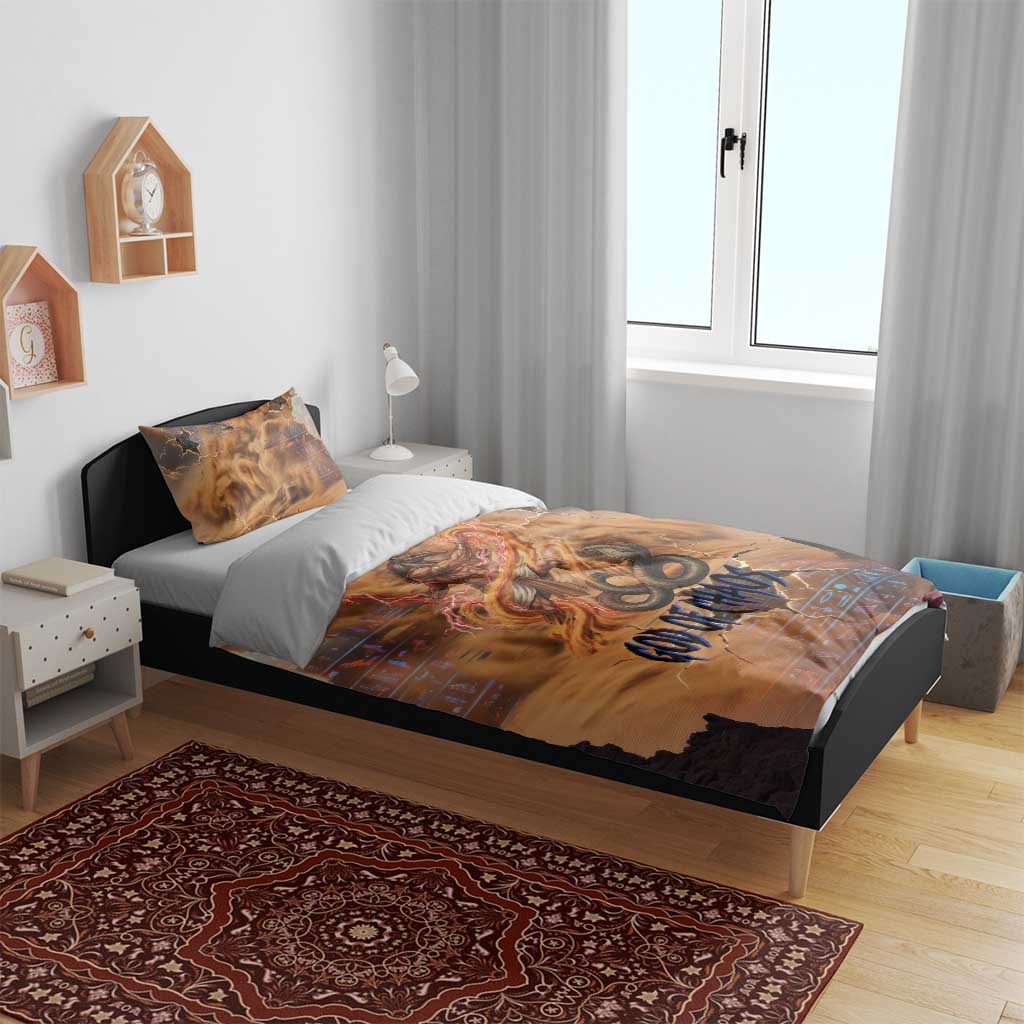 Seth Serpent Bedding Set Sandstorm Egyptian Chaos God in Ancient Desert Tones