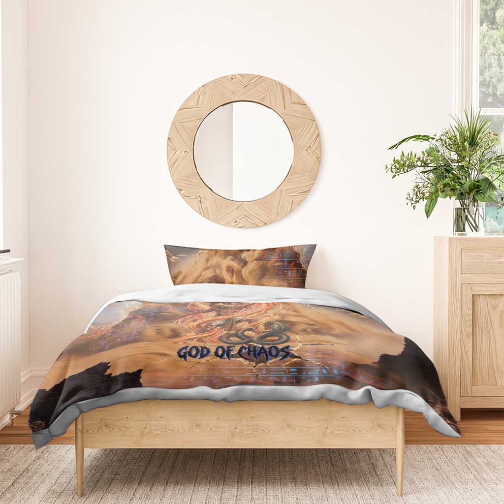 Seth Serpent Bedding Set Sandstorm Egyptian Chaos God in Ancient Desert Tones
