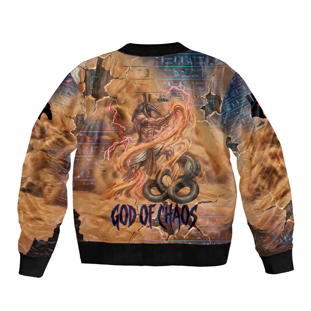 Seth Serpent Bomber Jacket Sandstorm Egyptian Chaos God in Ancient Desert Tones