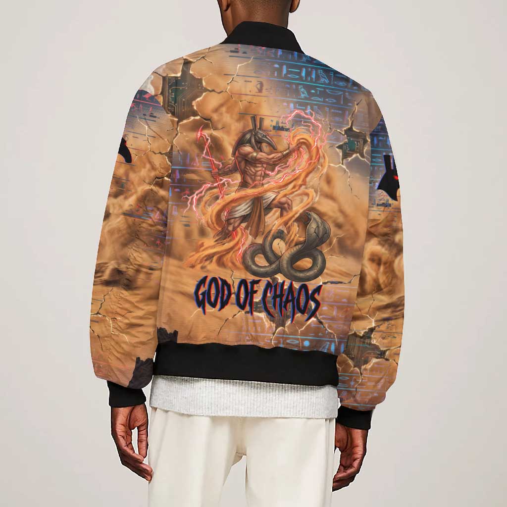 Seth Serpent Bomber Jacket Sandstorm Egyptian Chaos God in Ancient Desert Tones