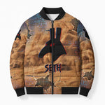 Seth Serpent Bomber Puffer Jacket Sandstorm Egyptian Chaos God in Ancient Desert Tones
