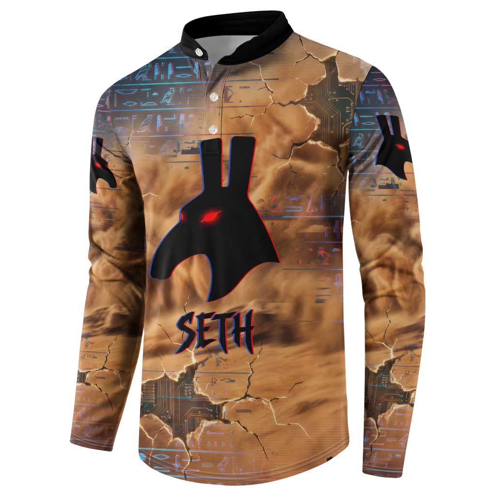 Seth Serpent Button Sweatshirt Sandstorm Egyptian Chaos God in Ancient Desert Tones