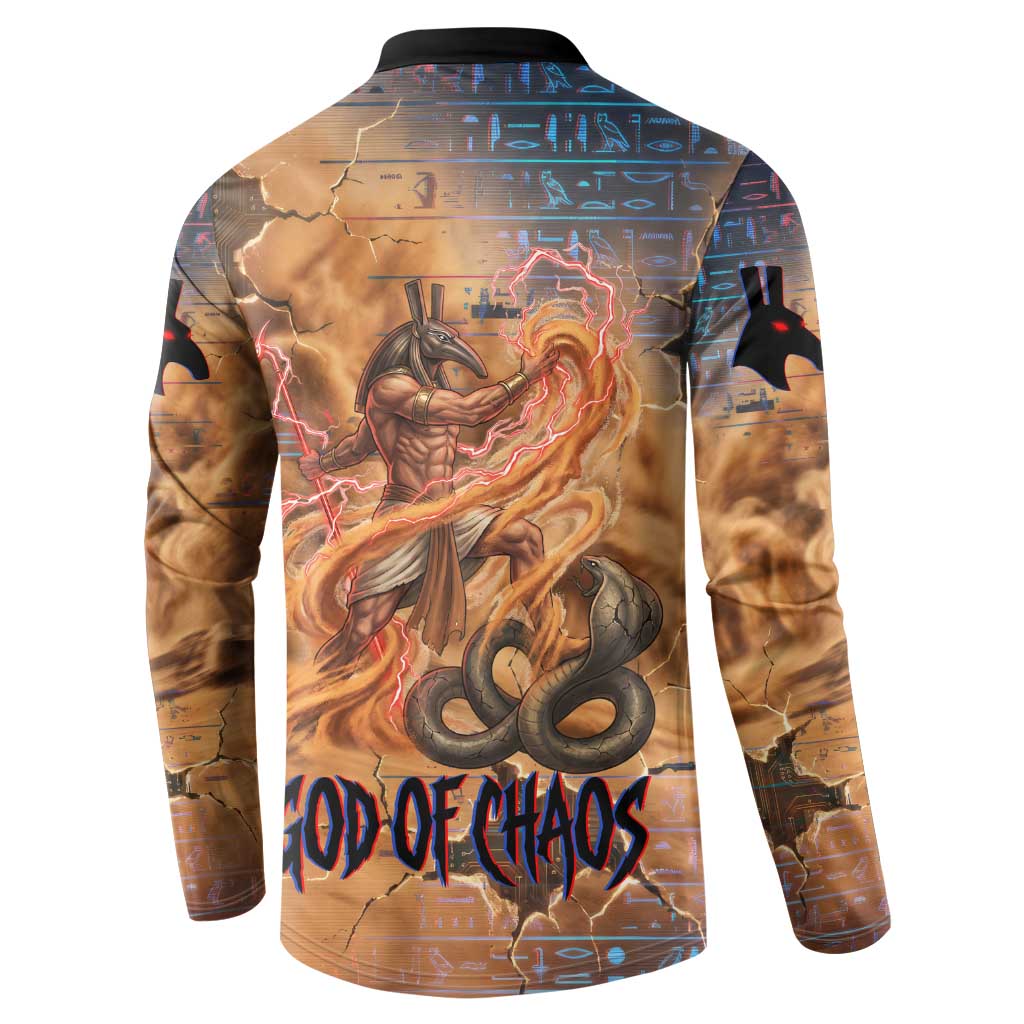 Seth Serpent Button Sweatshirt Sandstorm Egyptian Chaos God in Ancient Desert Tones